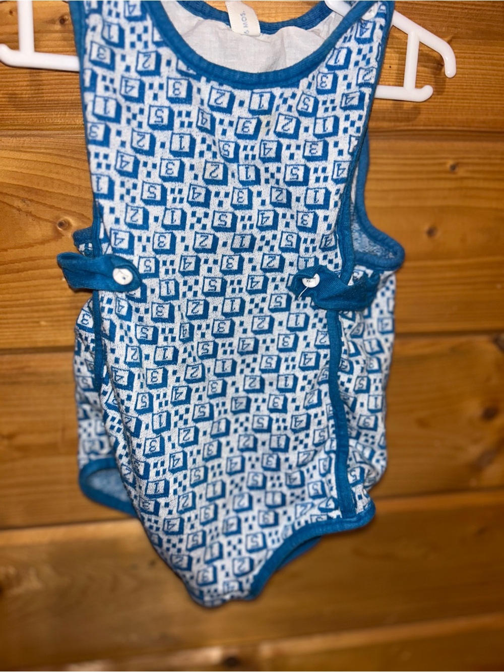 Carter's Vintage Blue and White Geometric Infant One-Piece
